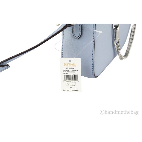 NWT Michael Kors Jet Set Large East West Pale Blue Leather Chain Crossbody Bag - Picture 4 of 10